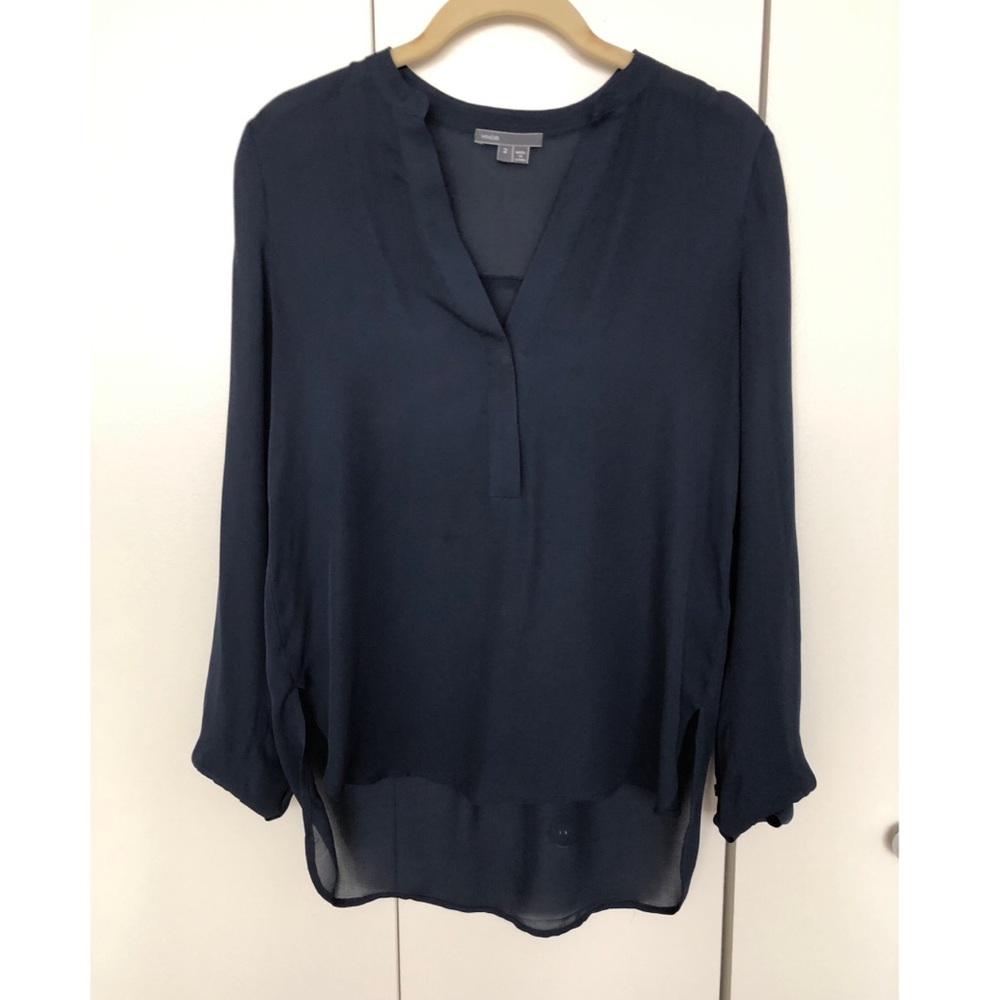 Vince navy silk blouse